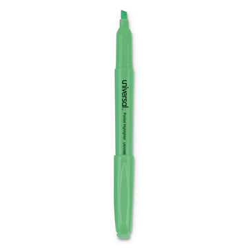 Universal™ Pocket Highlighters, Fluorescent Green Ink, Chisel Tip, Green Barrel, Dozen freeshipping - TVN Wholesale